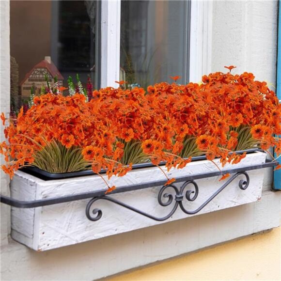 20 Bundles Artificial Fall Flowers Outdoor UV Resistant Fake Flowers No Fade - Picture 2 of 8